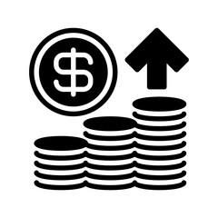 Poster - Stack of Coins with Arrow Up line icon. Universal creative premium symbol. Vector sign icon logo template. Vector illustration
