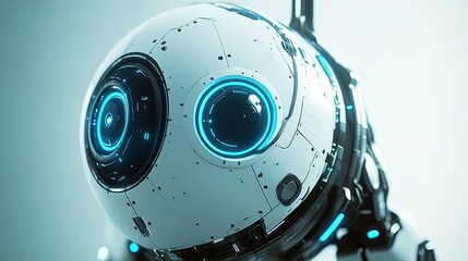 Poster - A high-tech spherical robot with neon blue details, appearing futuristic and advanced.