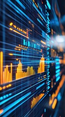 Poster - abstract digital data visualization with colorful graphs and charts
