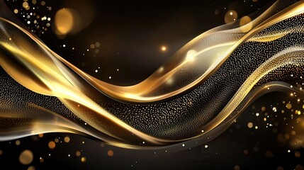 Poster - Ethereal and captivating golden waves undulate with a mesmerizing luminescence accented by a dreamlike array of shimmering bokeh lights