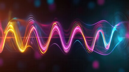Poster - captivating abstract composition featuring dynamic high speed glowing neon wave lines in a vibrant l