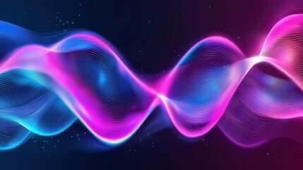 Poster - vibrant swirling neon wave patterns in shades of pink and blue create a mesmerizing futuristic abstr