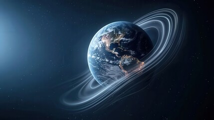 Poster - an abstract visualisation of earth connected to a vast interconnected global data network symbolizin