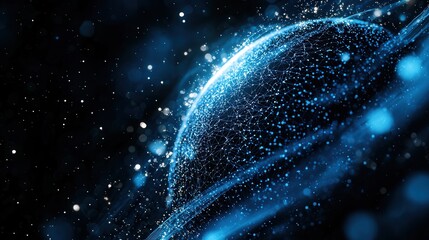 Fototapete - A visually captivating depiction of Earth surrounded by a dynamic luminous data wave symbolizing the interconnected global network of information and emerging technologies