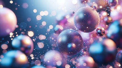 Poster - A mesmerizing display of colorful iridescent spheres floating and glowing against a dreamy bokeh filled background creating a captivating and celebratory atmosphere