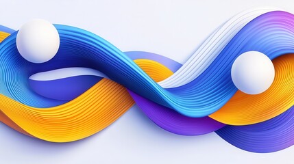Poster - A striking digital artwork featuring a dynamic three dimensional composition of flowing colorful shapes and spheres in a dreamlike mesmerizing liquid motion