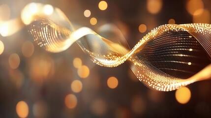 Poster - captivating futuristic abstract design featuring dynamic glowing golden swirls and waves of light cr