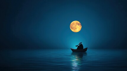 Poster - A panda playing a holographic erhu under a digital moonlight.
