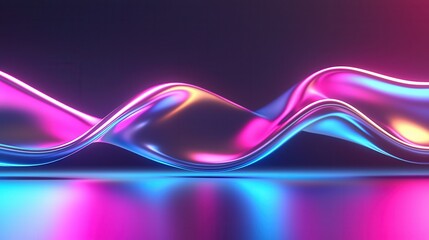 Poster - Mesmerizing abstract composition of luminous iridescent waves and undulating forms evoking a sense of dynamic futuristic digital energy