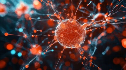 Poster - An abstract and futuristic visualization of a neural network structure representing the interconnected flow of data and electrical impulses across a global scale