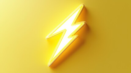 Canvas Print - bright yellow lightning bolt neon sign on vibrant yellow background