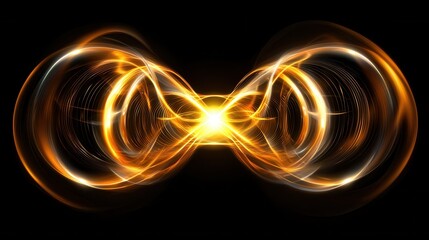 Poster - mesmerizing abstract composition of glowing golden neon lines swirling and undulating in a dynamic h