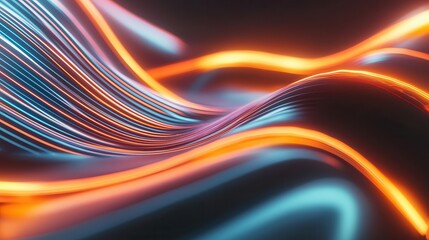 Poster - dynamic and captivating abstract composition featuring glowing neon like wave patterns in a vibrant 