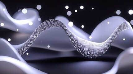 Fototapete - Glowing abstract tunnel filled with flowing energy waves and shimmering particles representing the dynamic transfer of digital data and information in a futuristic sci fi inspired landscape