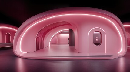 Poster - Abstract and surreal futuristic tunnel with luminous and dynamic moving points creating a captivating and immersive cyber atmosphere