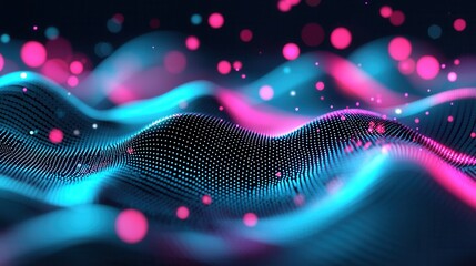 Poster - Abstract and dynamic visualization of a generative AI powered data wave with intricate neural network connections and mesmerizing luminescent patterns