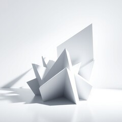 Wall Mural - Abstract 3D White Geometric Sculpture