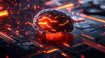 Poster - Glowing neural network and digital circuits representing the power of global generative intelligence processing vast amounts of big data