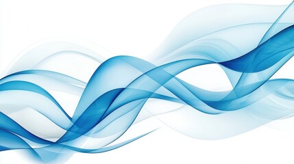 Poster - elegant and soothing abstract waves of glowing blue and white colors flowing gracefully over a clean