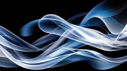 Poster - Ethereal undulating waves of luminous blue energy flow and dance creating a mesmerizing futuristic composition that evokes a sense of cosmic and digital landscapes
