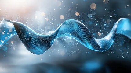 Poster - mesmerizing swirling blue energy waves with a futuristic digital glow create a dynamic fluid movemen