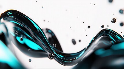 Poster - Mesmerizing abstract composition featuring dynamic glowing blue waves and streams of data like elements against a dark and white background creating a futuristic technological