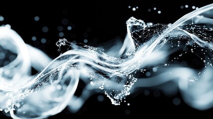 Poster - mesmerizing abstract image depicting glowing digital data waves flowing and swirling gracefully acro