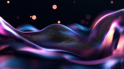 Poster - Vibrant and dynamic abstract digital artwork featuring glowing neon like wave lines that undulate and move at high speed creating a mesmerizing and immersive visual experience