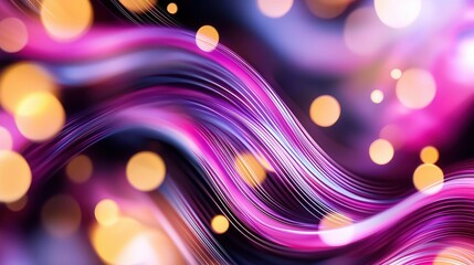 Poster - glowing luminous neon like wave lines and curves swirling and moving at a high speed creating a vibr