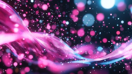 Poster - Vibrant dynamic waves of pink and blue energy swirling and flowing with captivating high speed motion creating a mesmerizing ethereal and futuristic atmosphere