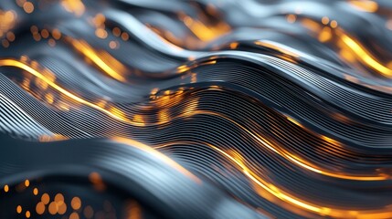 Poster - mesmerizing abstract composition of dynamic neon like wave patterns moving swiftly across a dark bac