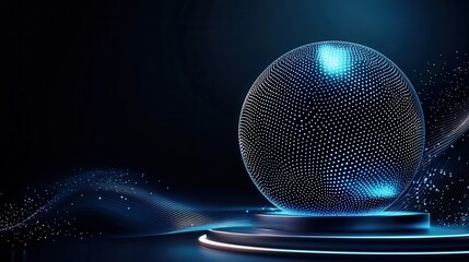 Poster - Captivating digital sphere emanating with ethereal futuristic light and energy in a dark mysterious setting