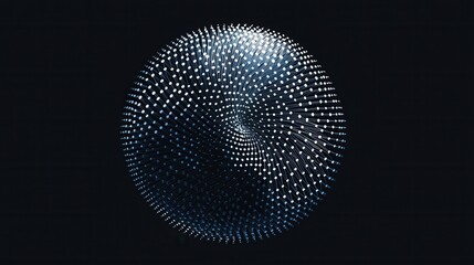 Poster - A captivating minimalist rendering of a sleek geometric sphere composed of an intricate pattern of interconnected dots and circles creating a striking and futuristic visual effect