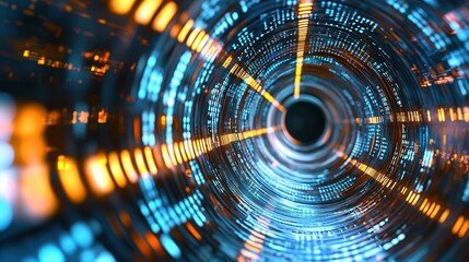 Poster - this stunning digital artwork depicts a futuristic tunnel like structure that appears to be a glowin