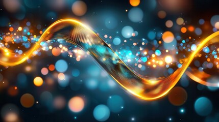 Poster - A stunning abstract visualization featuring vibrant undulating waves of light and energy resembling the movement and pulse of sound waves