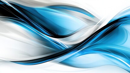 Poster - Abstract digital waves in vibrant blue and white tones flowing and glowing with a sense of energy and movement