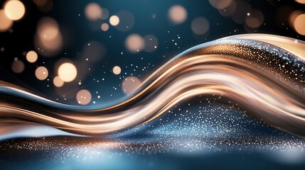 Poster - Abstract image featuring vibrant undulating lines of neon gold and pink hues creating a dynamic and futuristic visual effect