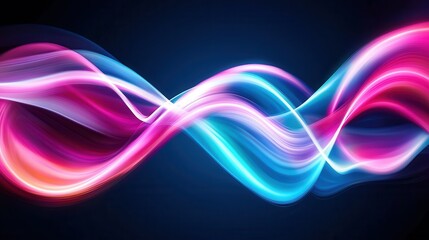 Poster - Captivating abstract image featuring fluid glowing neon wave lines in a dynamic electrifying display of light and energy