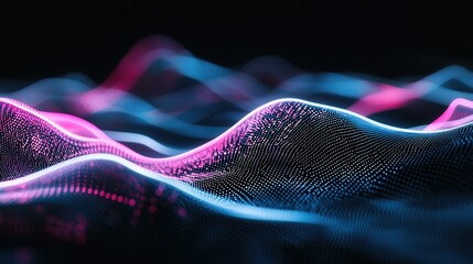 Poster - Captivating abstract image featuring a mesmerizing display of vibrant neon like waves fluid lines and shimmering bokeh effects creating a futuristic and dreamlike visual experience