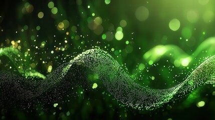 Poster - Captivating abstract image depicting dynamic undulating high speed sound waves surrounded by a dazzling array of glowing neon bokeh lights in a vibrant ethereal composition