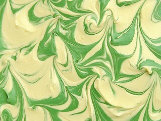 Poster - swirling streams of emerald green and creamy vanilla form a unique abstract