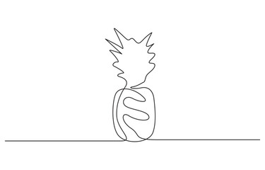 Aufkleber - Pineapple continuous one line drawing and minimalist style, One continuous drawn line of pineapple drawn from the hand a picture of the silhouette.