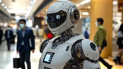 Poster - robotic tech display in a city business highlights ai innovation