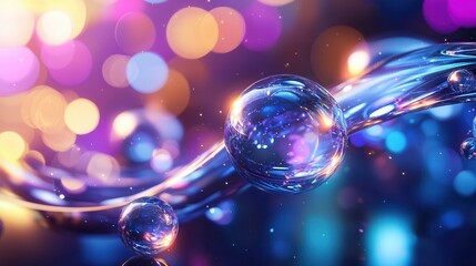 Poster - Mesmerizing digital artwork depicting a dynamic swirling composition of transparent liquid spheres and drops creating a captivating abstract and surreal visual experience