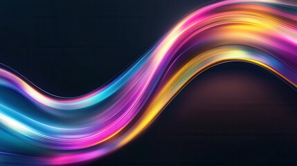 Poster - Vibrant neon colored waves flow and undulate with mesmerizing speed creating a captivating display of dynamic energy and digital