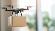 © Thanagorn - A drone delivering a package indoors, showcasing the integration of technology in logistics and modern delivery systems.