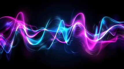 Poster - Mesmerizing waves of glowing neon like energy flow and pulse with dynamic high speed movement creating a captivating futuristic backdrop