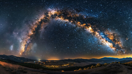 Wall Mural - panorama view of the universe space shot of the milky way galaxy with stars in the night sky backgro