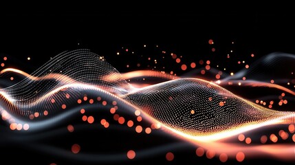 Fototapete - Captivating abstract visualization of generative AI powered design with dynamic waves of vibrant data and luminous particles