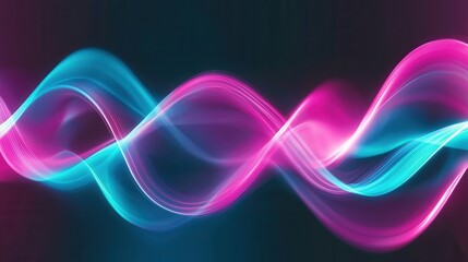 Poster - Striking digital artwork featuring dynamic luminous neon waves that flow and intertwine creating a captivating and visually mesmerizing display
